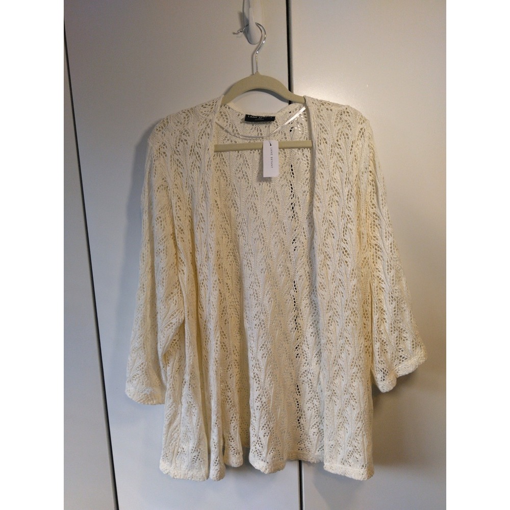 Womens Open Knit Cardigan Size 18 20 Cream Open Front Boho Cottage Lightweight